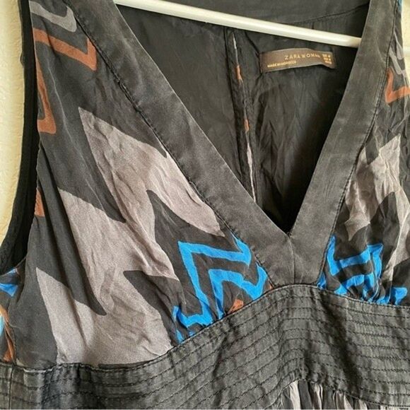 ZARA 100% Silk Cocktail Dress V Neck Sleeveless Women’s Cocktail Dress Mini Smal - Picture 5 of 14